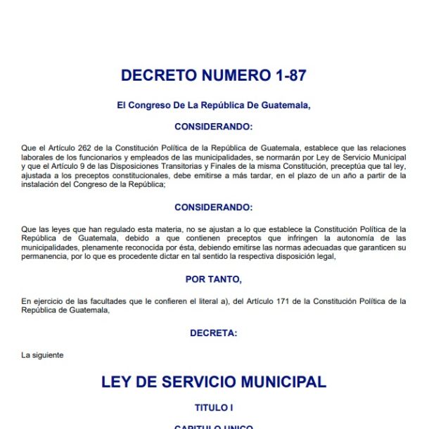 Ley de Servicio Municipal Decreto 1-87